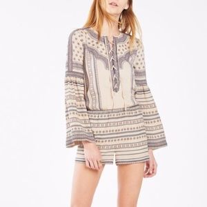 BCBG MAXAZRIA Long-sleeve Tie Up Romper